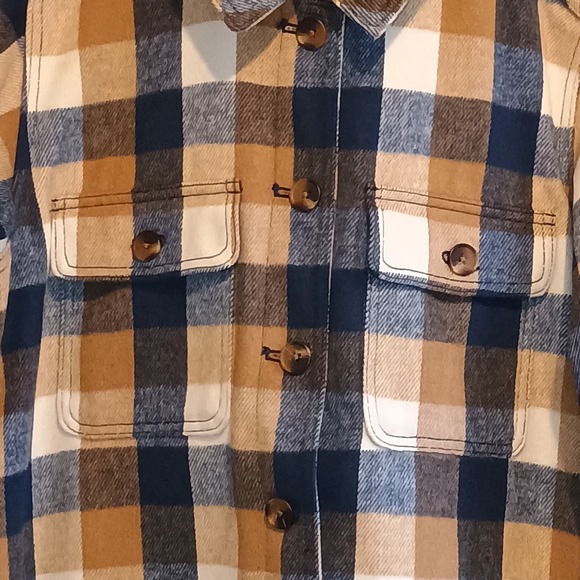 Old Navy Women's Plaid Wool Blend Flannel Shirt Jacket Coat M NWOT side pockets - Picture 11 of 14